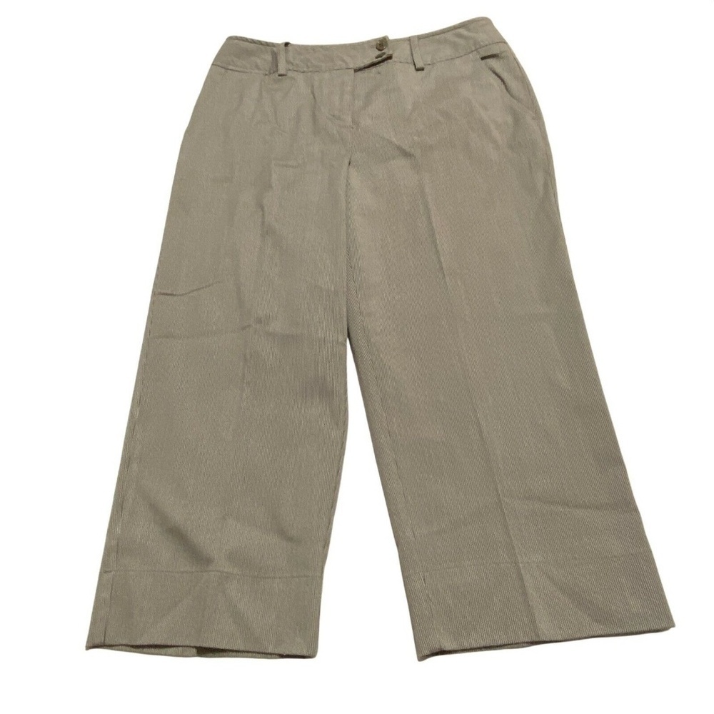 Worthington Capri Women's size 8 Brown White Pinstripes Chino Pants